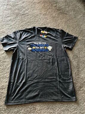 FRIENDS Black Graphic Tee with Blue and Yellow Accents